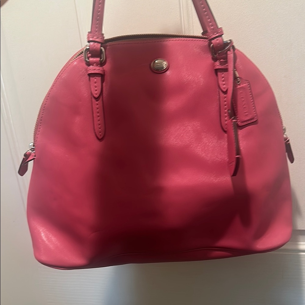 Coach Pink Shoulder Bag with Metal Hardware
